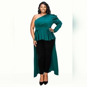 NEW NWOT LIVD Nicole The One Shoulder Green Peplum Top Size 3XL